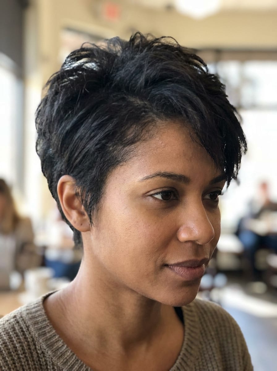 Pixie mit längerem Deckhaar - Frisur für dickes Haar